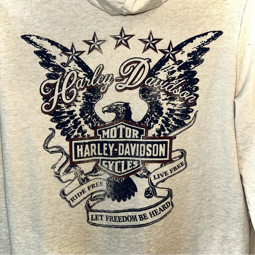 Medium cream, navy and red genuine Harley Davidson hoodie. - Picture 4 of 6